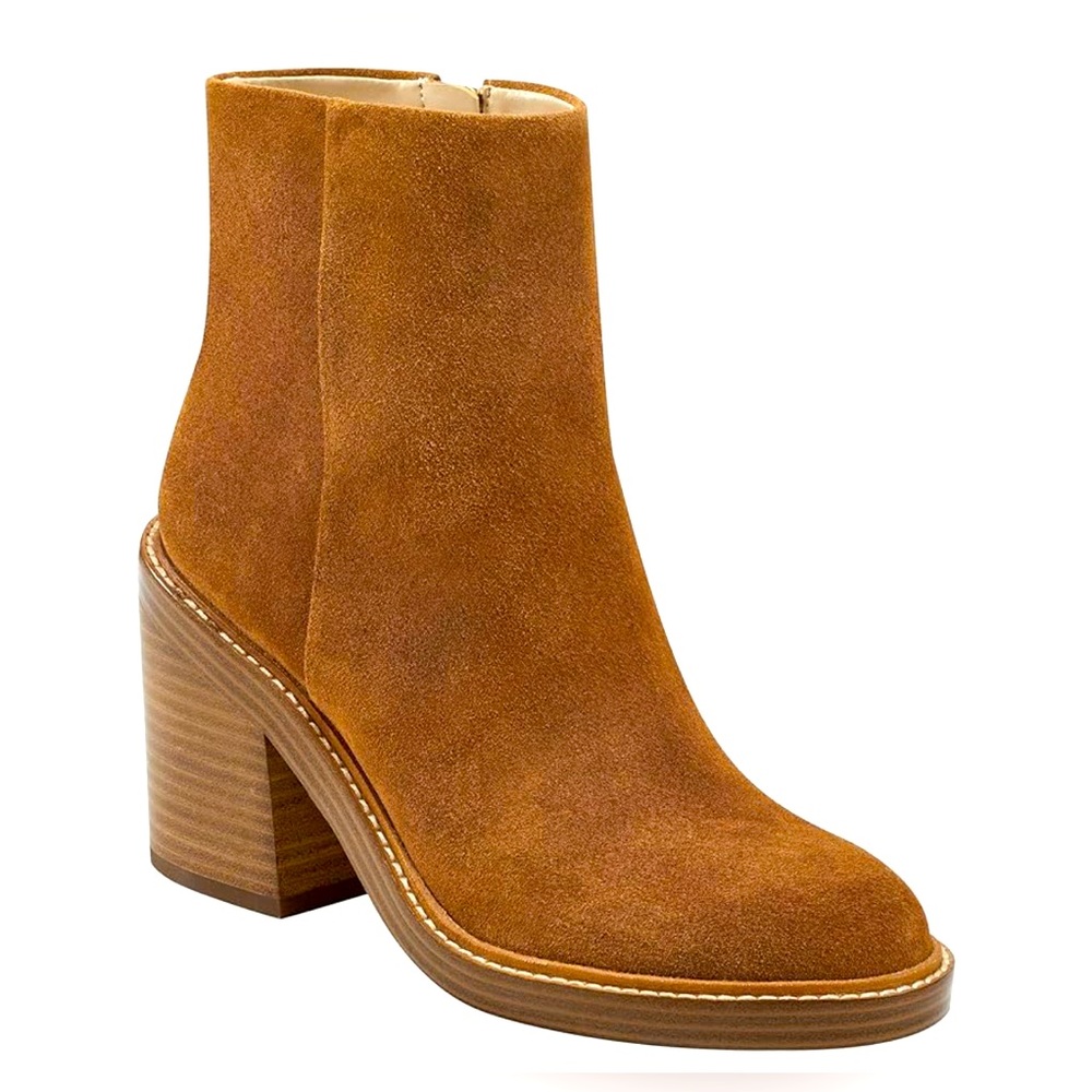 Marc Fisher LTD Haleena Almond Toe Suede Ankle Booties Light Natural Size 8.5M